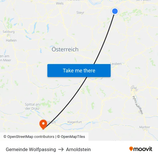 Gemeinde Wolfpassing to Arnoldstein map