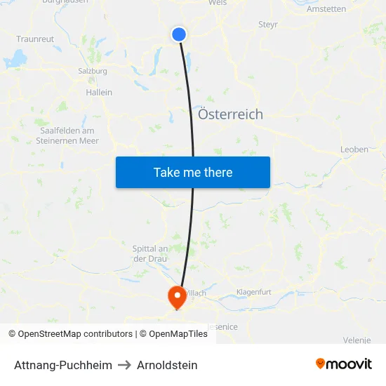 Attnang-Puchheim to Arnoldstein map