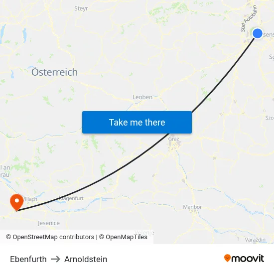 Ebenfurth to Arnoldstein map