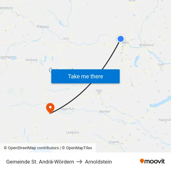 Gemeinde St. Andrä-Wördern to Arnoldstein map