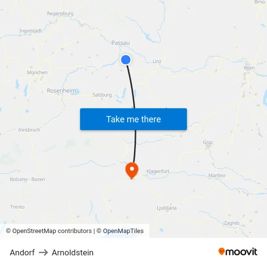 Andorf to Arnoldstein map