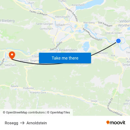 Rosegg to Arnoldstein map
