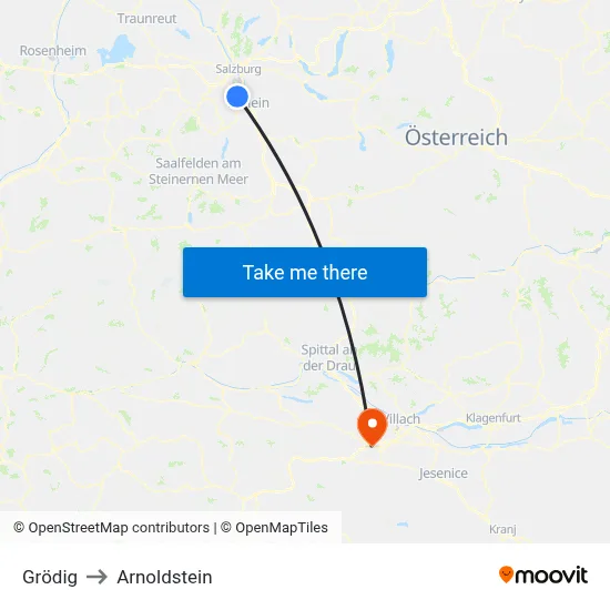Grödig to Arnoldstein map
