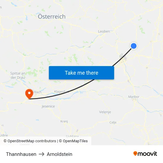 Thannhausen to Arnoldstein map