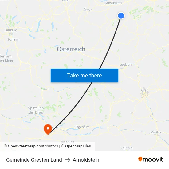 Gemeinde Gresten-Land to Arnoldstein map
