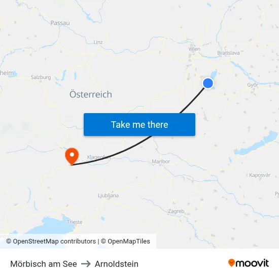 Mörbisch am See to Arnoldstein map