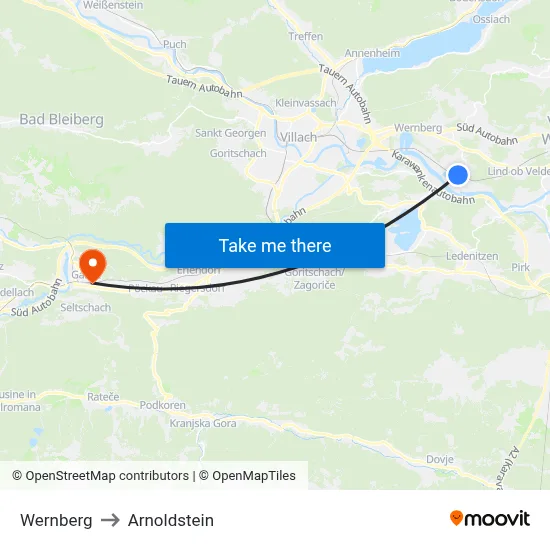Wernberg to Arnoldstein map