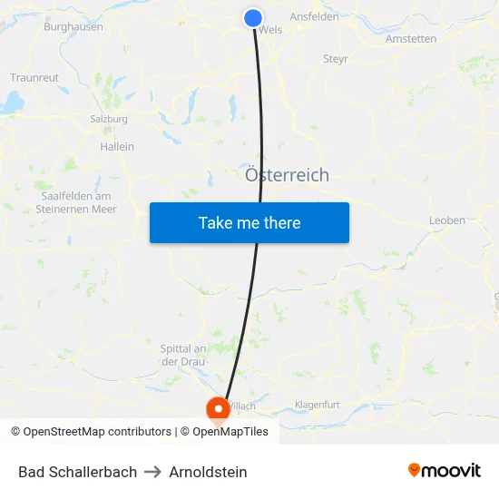 Bad Schallerbach to Arnoldstein map