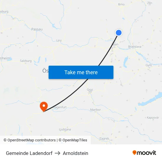 Gemeinde Ladendorf to Arnoldstein map