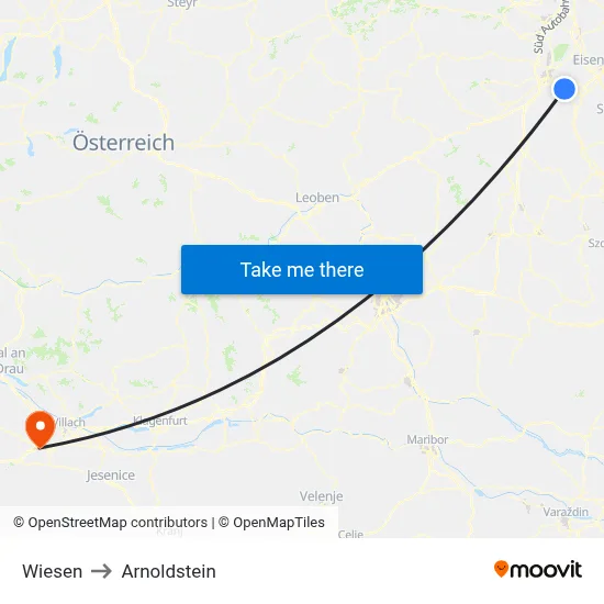 Wiesen to Arnoldstein map