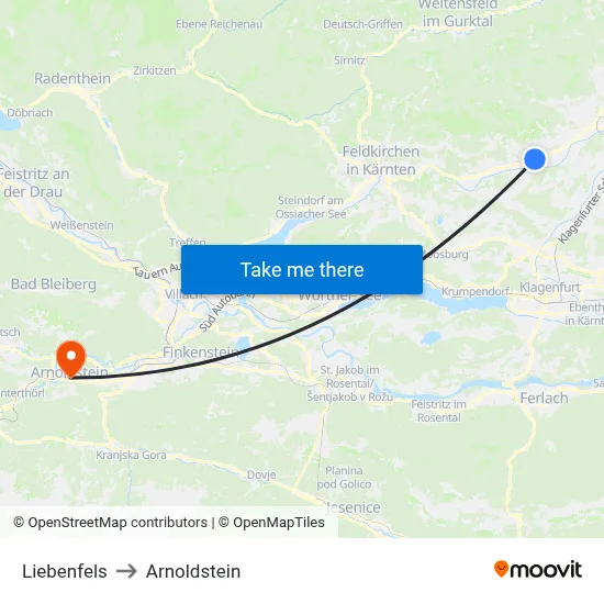Liebenfels to Arnoldstein map
