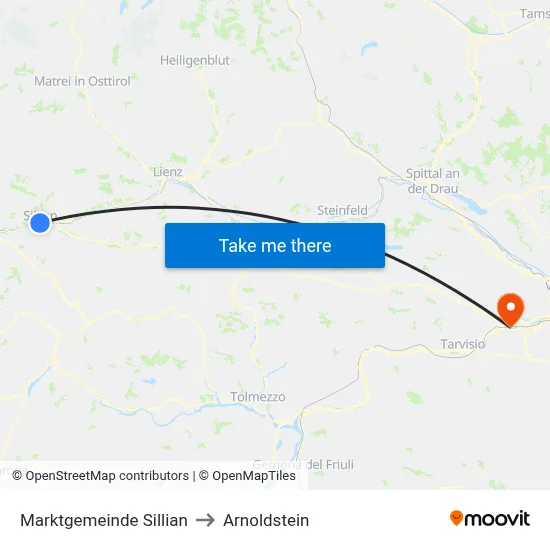 Marktgemeinde Sillian to Arnoldstein map