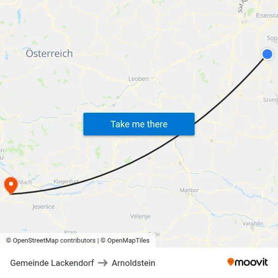 Gemeinde Lackendorf to Arnoldstein map