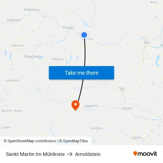 Sankt Martin Im Mühlkreis to Arnoldstein map