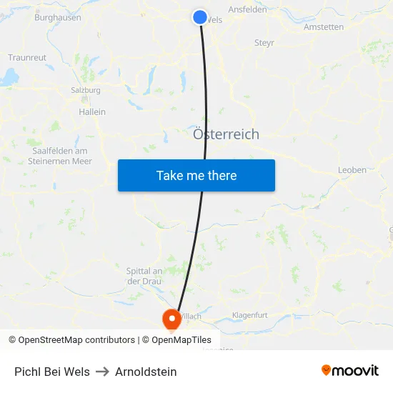 Pichl Bei Wels to Arnoldstein map
