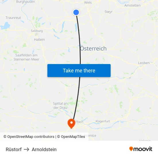 Rüstorf to Arnoldstein map