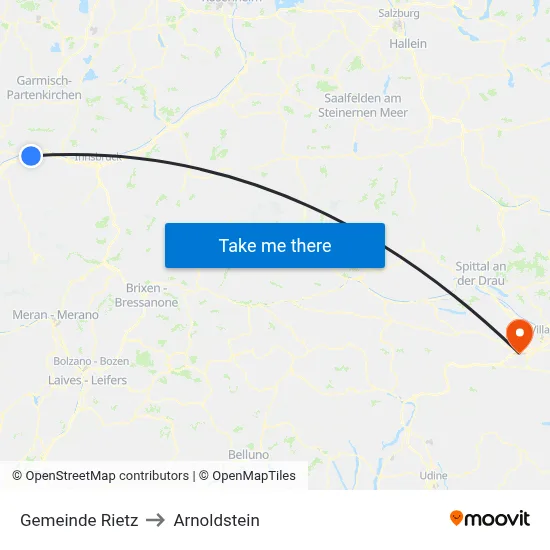Gemeinde Rietz to Arnoldstein map