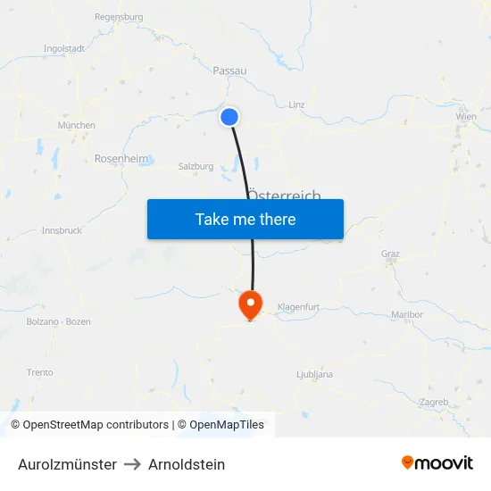 Aurolzmünster to Arnoldstein map