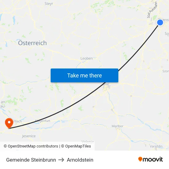 Gemeinde Steinbrunn to Arnoldstein map