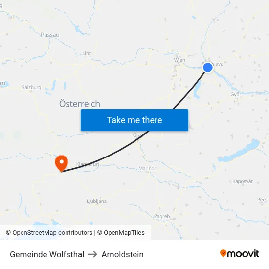 Gemeinde Wolfsthal to Arnoldstein map