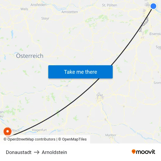Donaustadt to Arnoldstein map