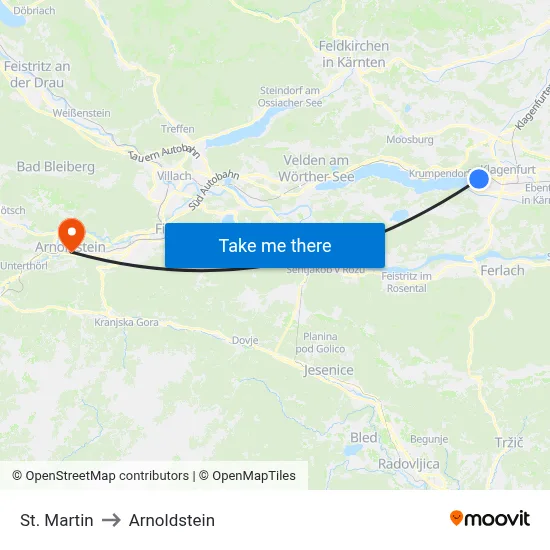 St. Martin to Arnoldstein map
