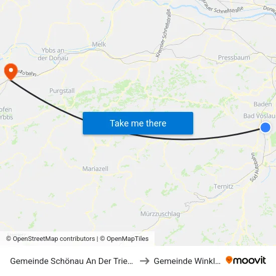 Gemeinde Schönau An Der Triesting to Gemeinde Winklarn map