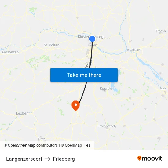 Langenzersdorf to Friedberg map