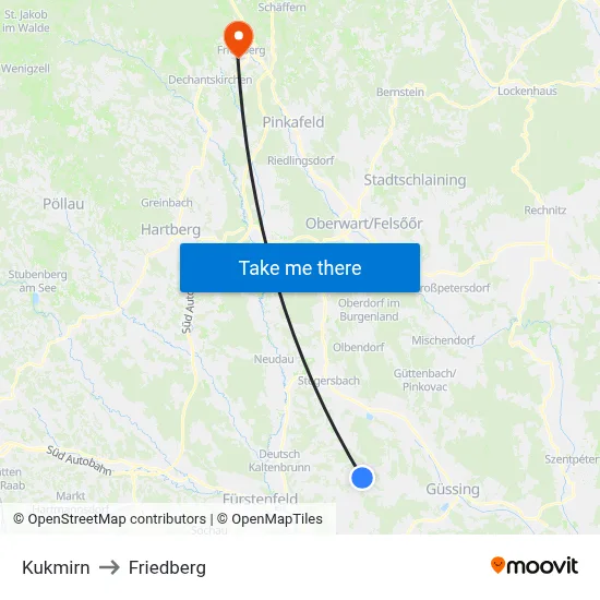 Kukmirn to Friedberg map