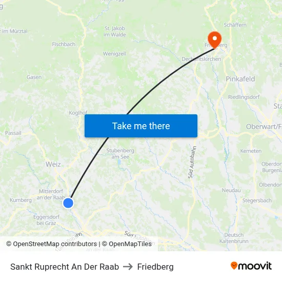 Sankt Ruprecht An Der Raab to Friedberg map