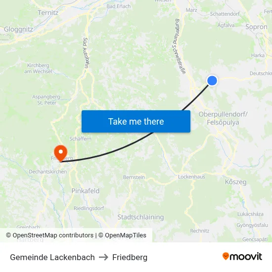 Gemeinde Lackenbach to Friedberg map