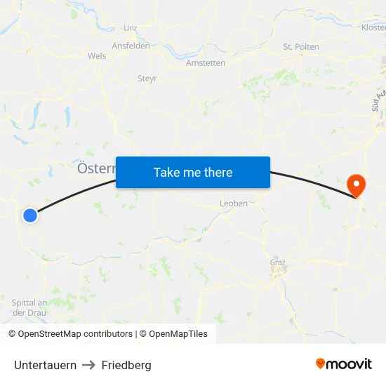 Untertauern to Friedberg map