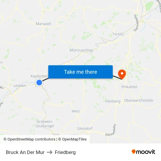Bruck An Der Mur to Friedberg map