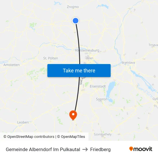 Gemeinde Alberndorf Im Pulkautal to Friedberg map