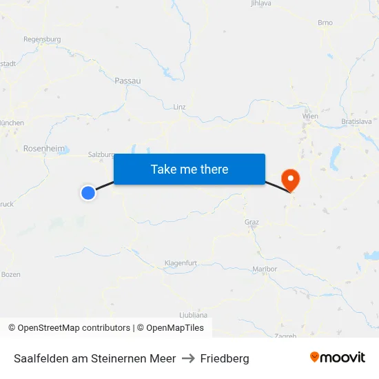 Saalfelden am Steinernen Meer to Friedberg map