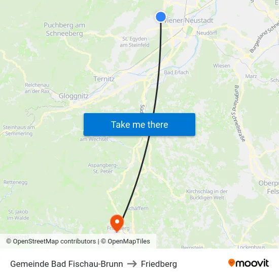 Gemeinde Bad Fischau-Brunn to Friedberg map