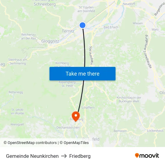 Gemeinde Neunkirchen to Friedberg map