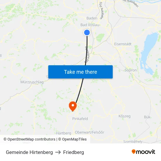 Gemeinde Hirtenberg to Friedberg map