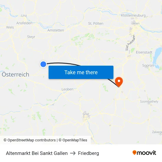 Altenmarkt Bei Sankt Gallen to Friedberg map
