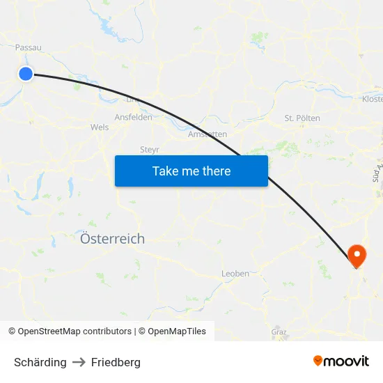 Schärding to Friedberg map