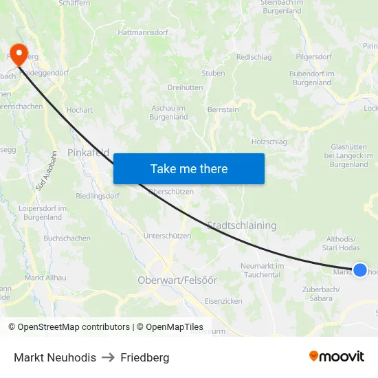 Markt Neuhodis to Friedberg map