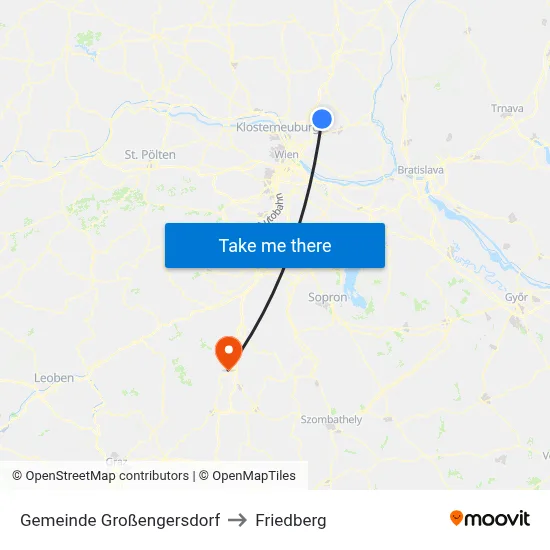 Gemeinde Großengersdorf to Friedberg map