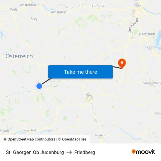 St. Georgen Ob Judenburg to Friedberg map