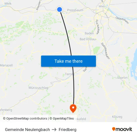 Gemeinde Neulengbach to Friedberg map