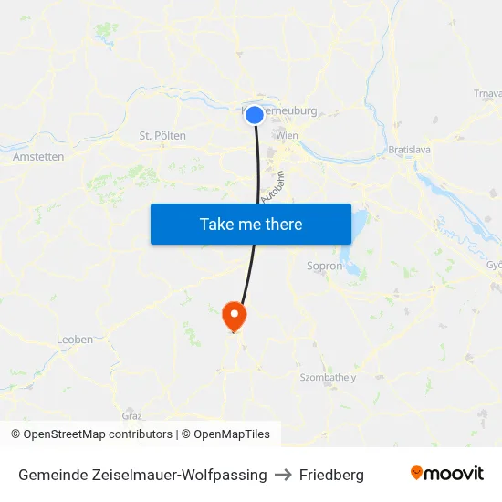 Gemeinde Zeiselmauer-Wolfpassing to Friedberg map