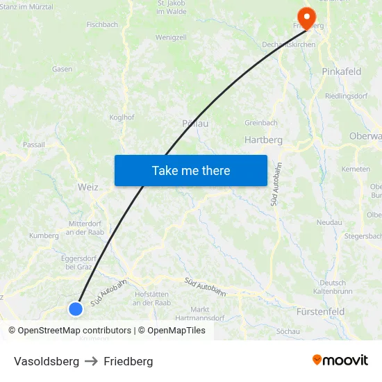 Vasoldsberg to Friedberg map
