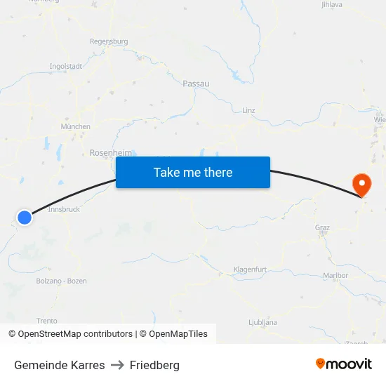 Gemeinde Karres to Friedberg map