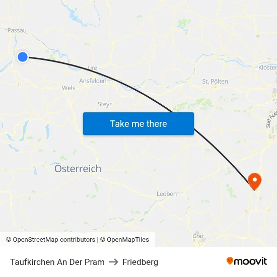 Taufkirchen An Der Pram to Friedberg map