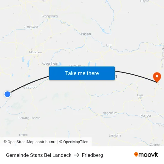 Gemeinde Stanz Bei Landeck to Friedberg map