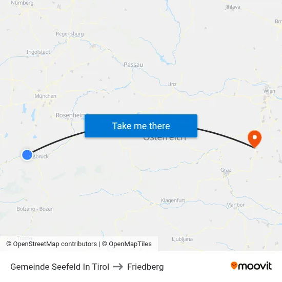 Gemeinde Seefeld In Tirol to Friedberg map